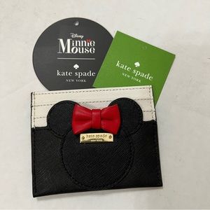 Disney X Kate Spade Minnie Mouse Card Holder Black White Red New